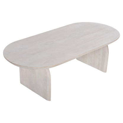 COFFEE TABLE OVAL HONKY HM9710 SOLID MANGO WOOD IN WHITE 130x60x40Hcm.
