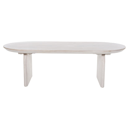 COFFEE TABLE OVAL HONKY HM9710 SOLID MANGO WOOD IN WHITE 130x60x40Hcm.