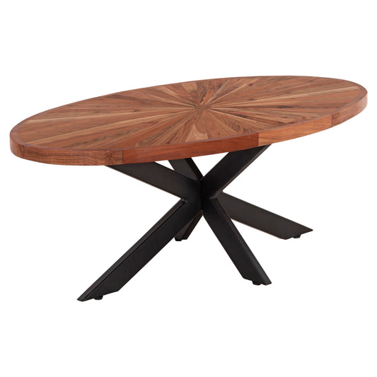 COFFEE TABLE OVAL MONTANA SUPERIOR HM9906 ACACIA WOOD-METAL 120x61x45Hcm.