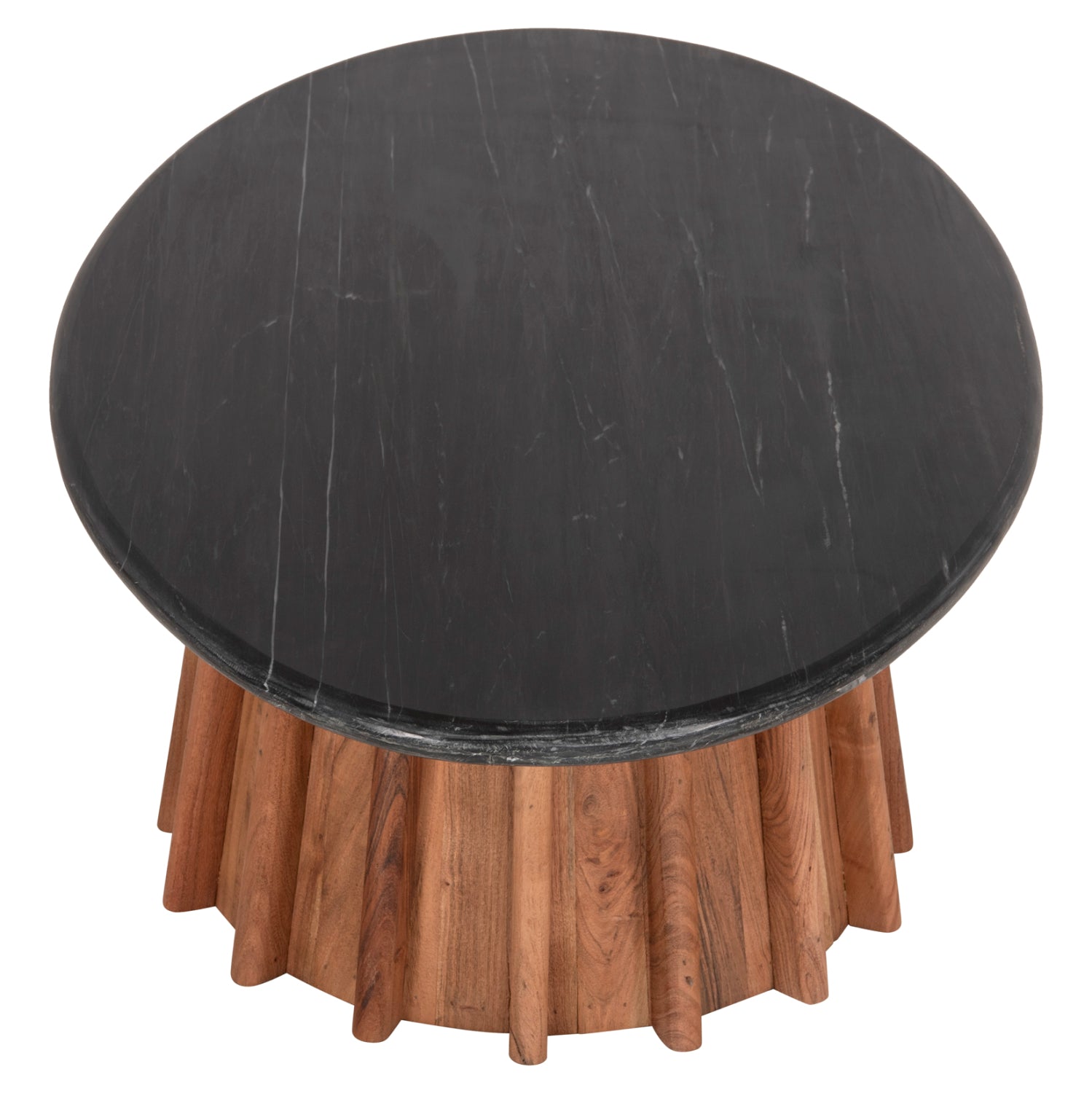 COFFEE TABLE OVAL DRAXX HM9934 SOLID ACACIA WOOD-BLACK MARBLE TOP 120x70x38Hcm.