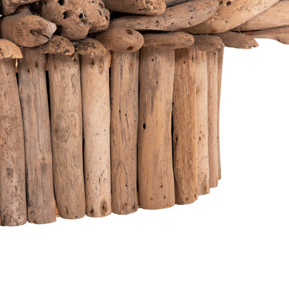 COFFEE TABLE OVAL SPARROW HM9962 DRIFTWOOD--GLASS 106x55,5x50,5Hcm.