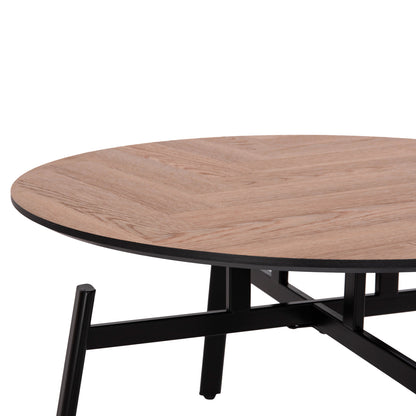 COFFEE TABLE SWIVELLING NORTON HM18035.03 METAL LEGS IN BLACK-MDF TOP IN SONAMA Φ80x45.5Hcm.