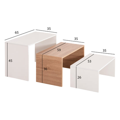 COFFEE TABLES 3PCS SET BENTIL HM9444.11 MELAMINE IN SONAMA-WHITE 65x35x45Hcm.