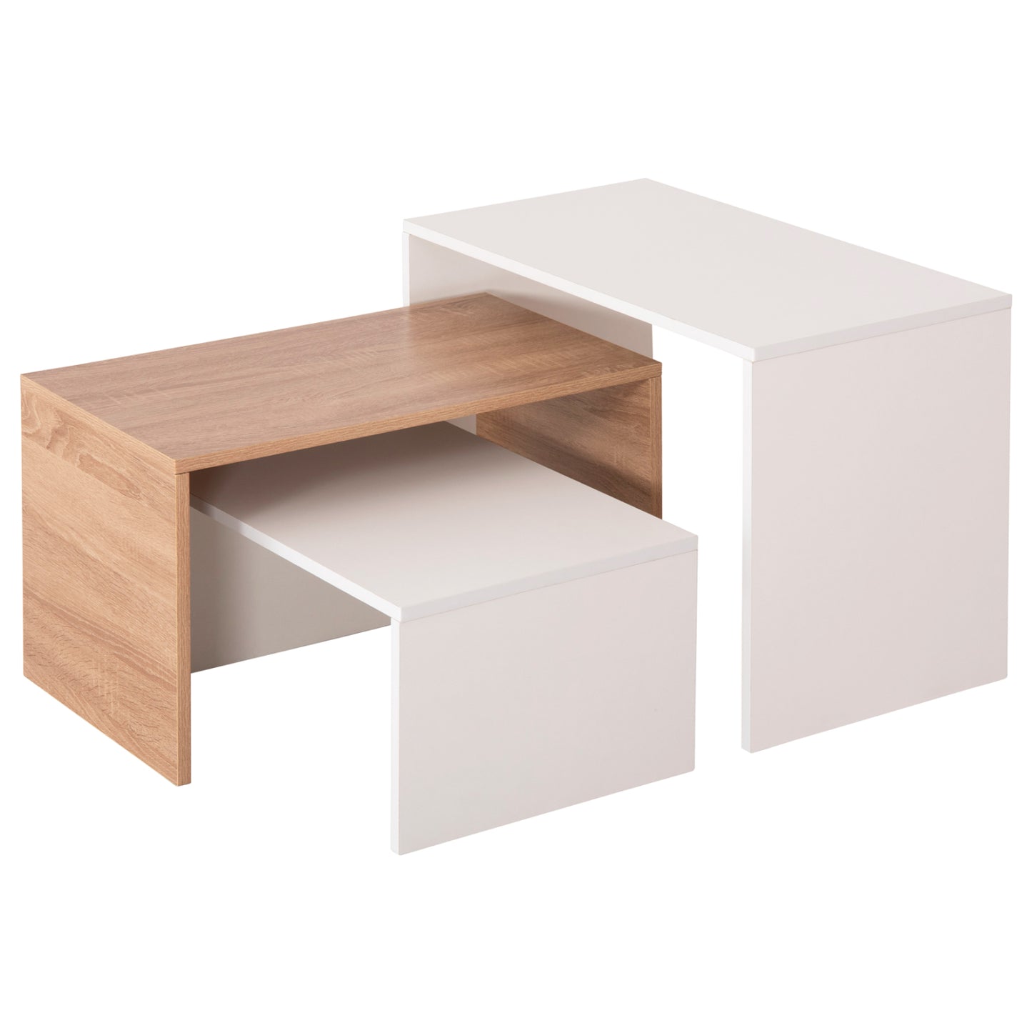 COFFEE TABLES 3PCS SET BENTIL HM9444.11 MELAMINE IN SONAMA-WHITE 65x35x45Hcm.