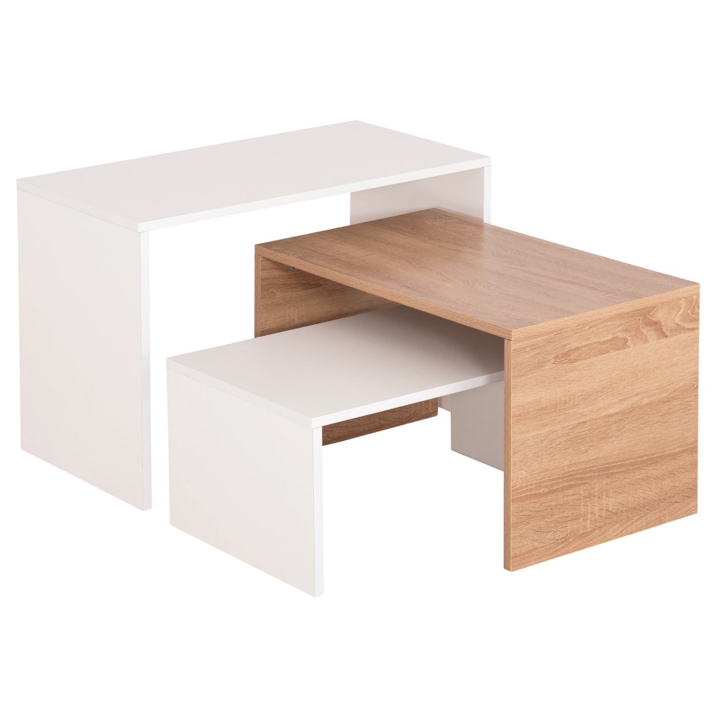 COFFEE TABLES 3PCS SET BENTIL HM9444.11 MELAMINE IN SONAMA-WHITE 65x35x45Hcm.