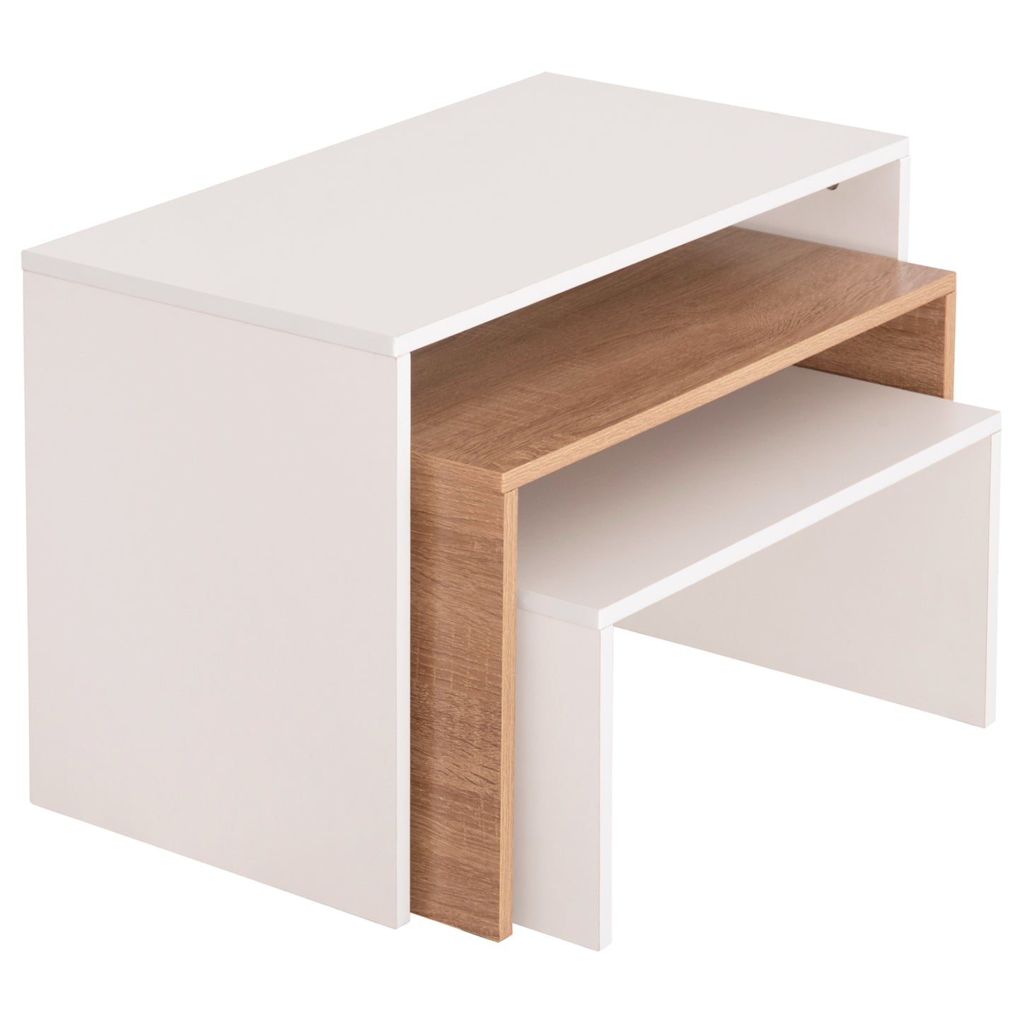 COFFEE TABLES 3PCS SET BENTIL HM9444.11 MELAMINE IN SONAMA-WHITE 65x35x45Hcm.