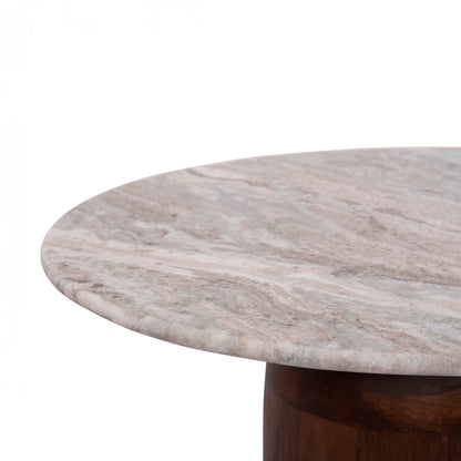 COFFEE TABLE ROUND MALED ΗΜ18002 GREY MARBLE-MANGO WOOD Φ60x44,5Hcm.