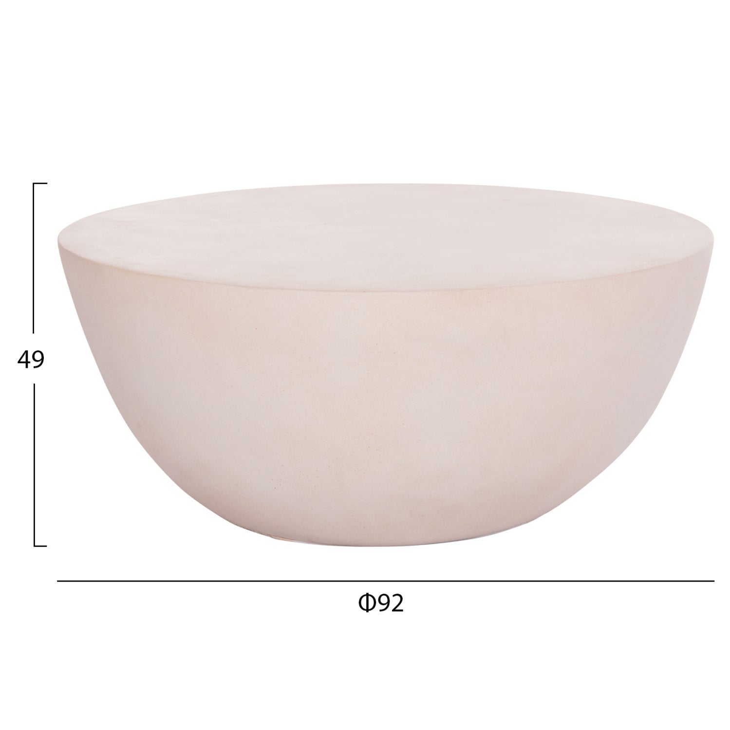 COFFEE TABLE ROUND ALLAN HM18162.02 FIBER CEMENT IN WHITE--Φ92x49Hcm.