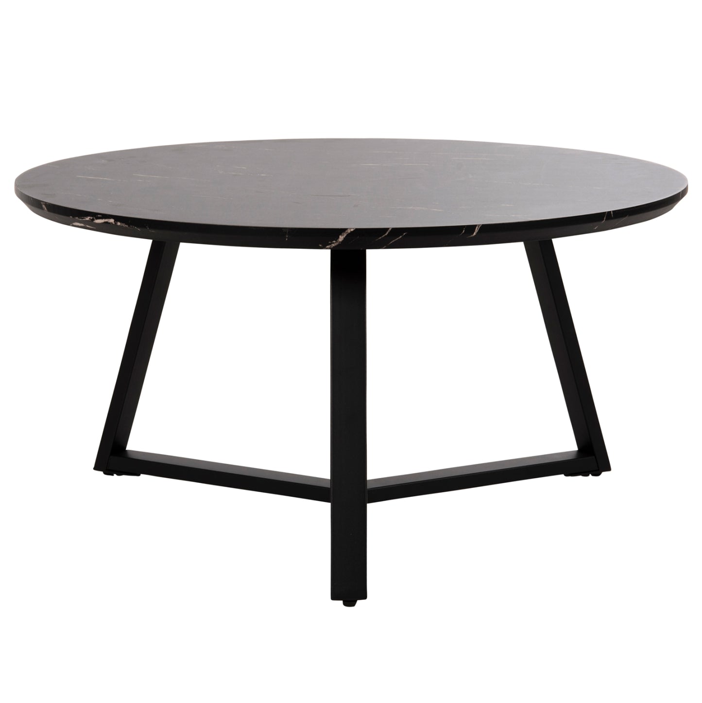 COFFEE TABLE ROUND HM9586.01 MDF BLACK MARBLE-BLACK TEXTURED METAL BASE Φ80x42Hcm.