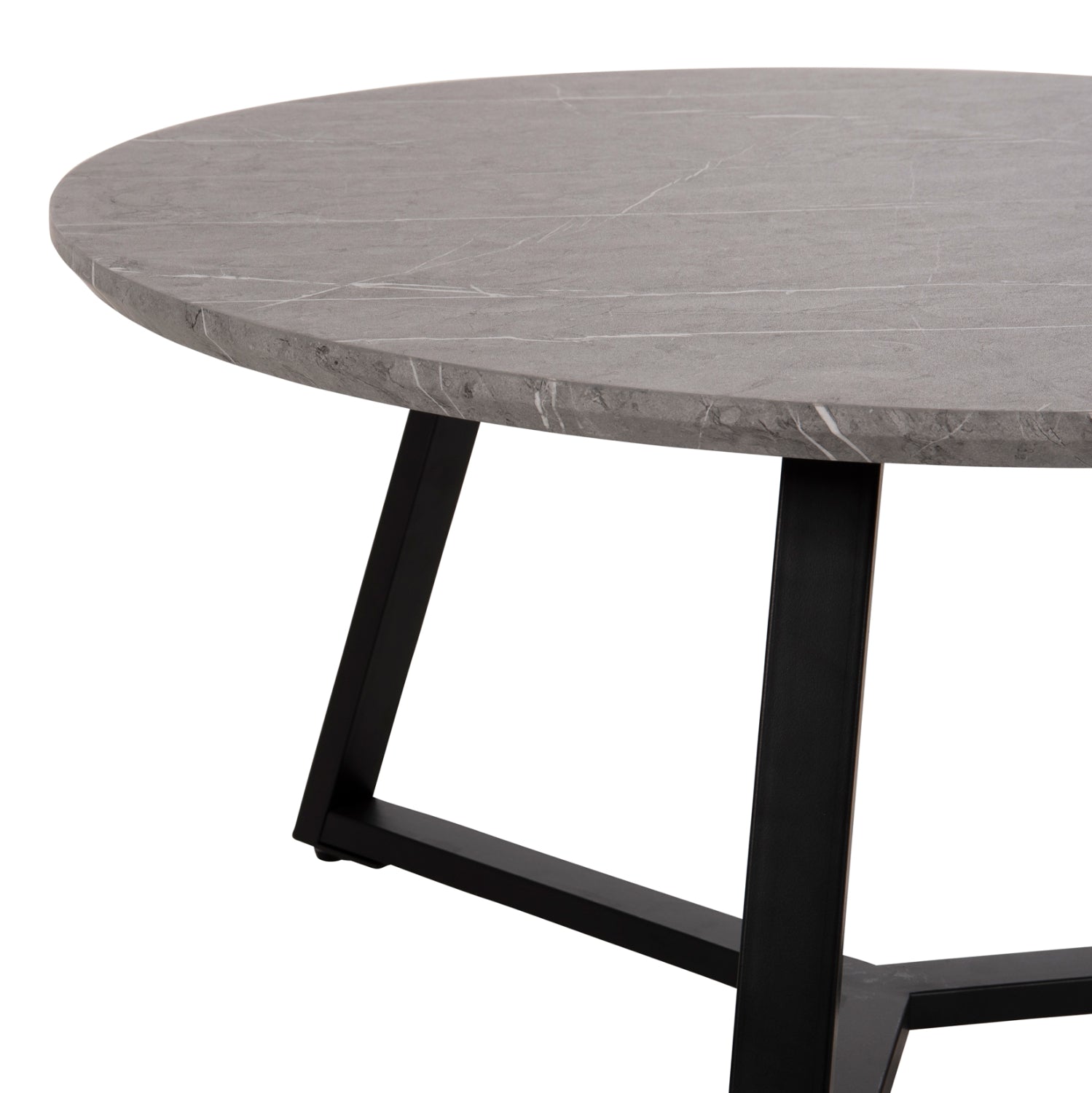COFFEE TABLE ROUND HM9586.02 MDF GREY MARBLE-BLACK TEXTURED METAL BASE Φ80x42Hcm.
