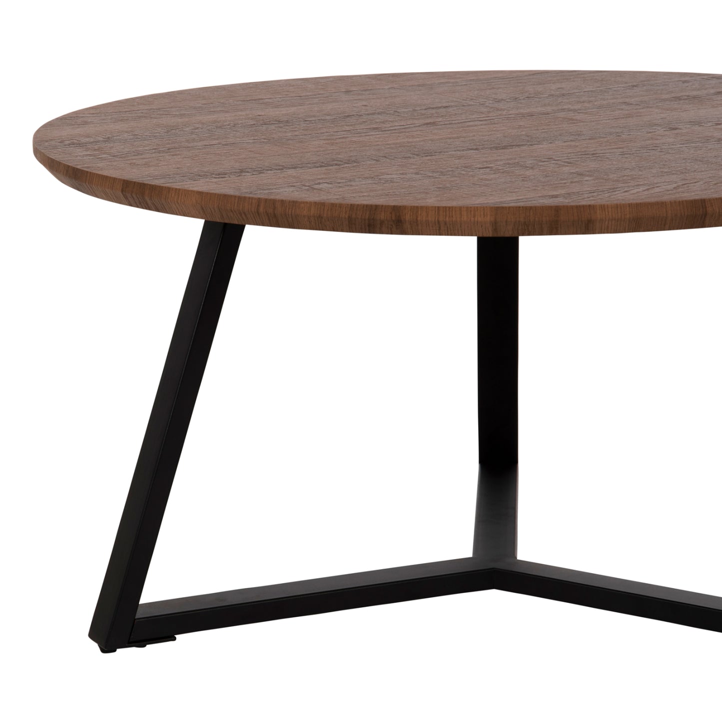 COFFEE TABLE ROUND HM9586.04 MDF WALNUT-BLACK TEXTURED METAL BASE Φ80x42Hcm.