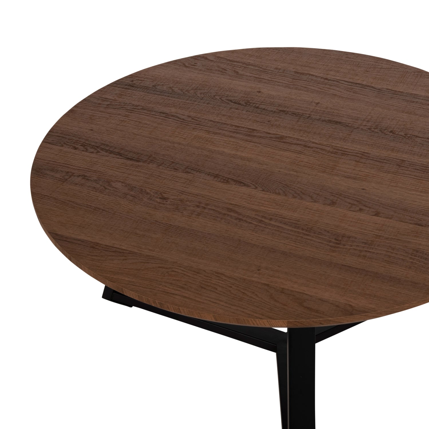 COFFEE TABLE ROUND HM9586.04 MDF WALNUT-BLACK TEXTURED METAL BASE Φ80x42Hcm.