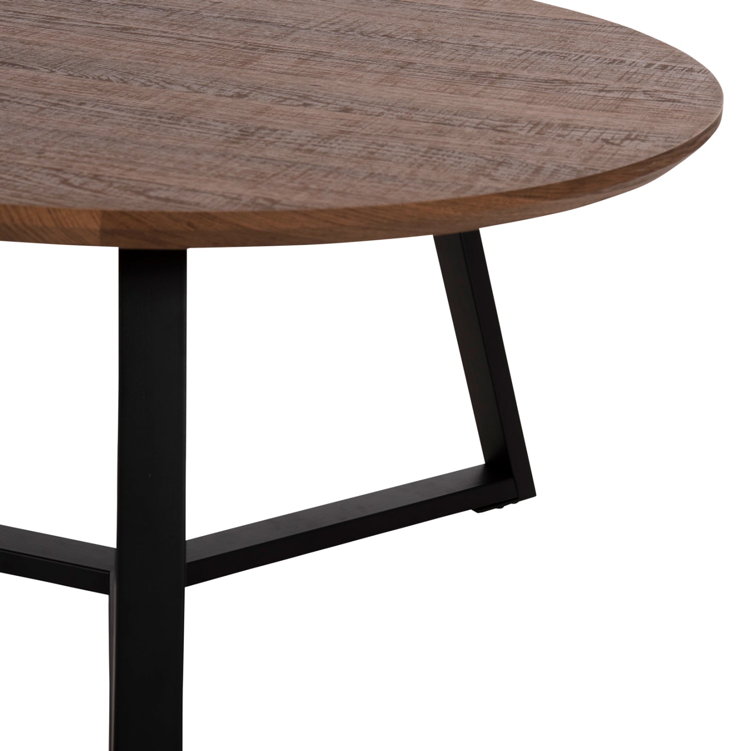 COFFEE TABLE ROUND HM9586.04 MDF WALNUT-BLACK TEXTURED METAL BASE Φ80x42Hcm.