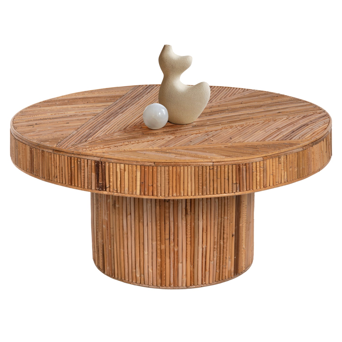 COFFEE TABLE ROUND GATSBY HM9651 RATTAN IN NATURAL COLOR Φ100x50Hcm.