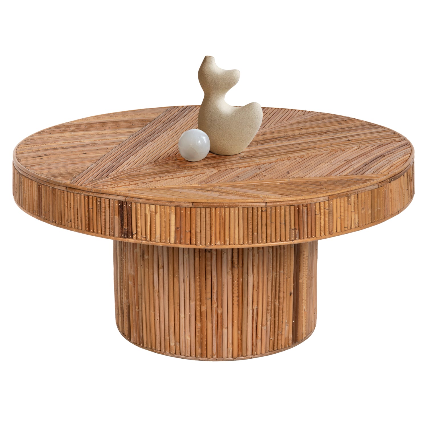 COFFEE TABLE ROUND GATSBY HM9651 RATTAN IN NATURAL COLOR Φ100x50Hcm.