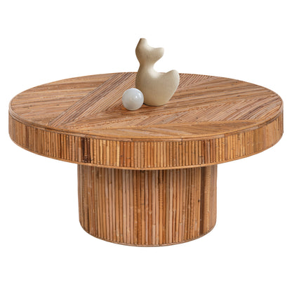 COFFEE TABLE ROUND GATSBY HM9651 RATTAN IN NATURAL COLOR Φ100x50Hcm.