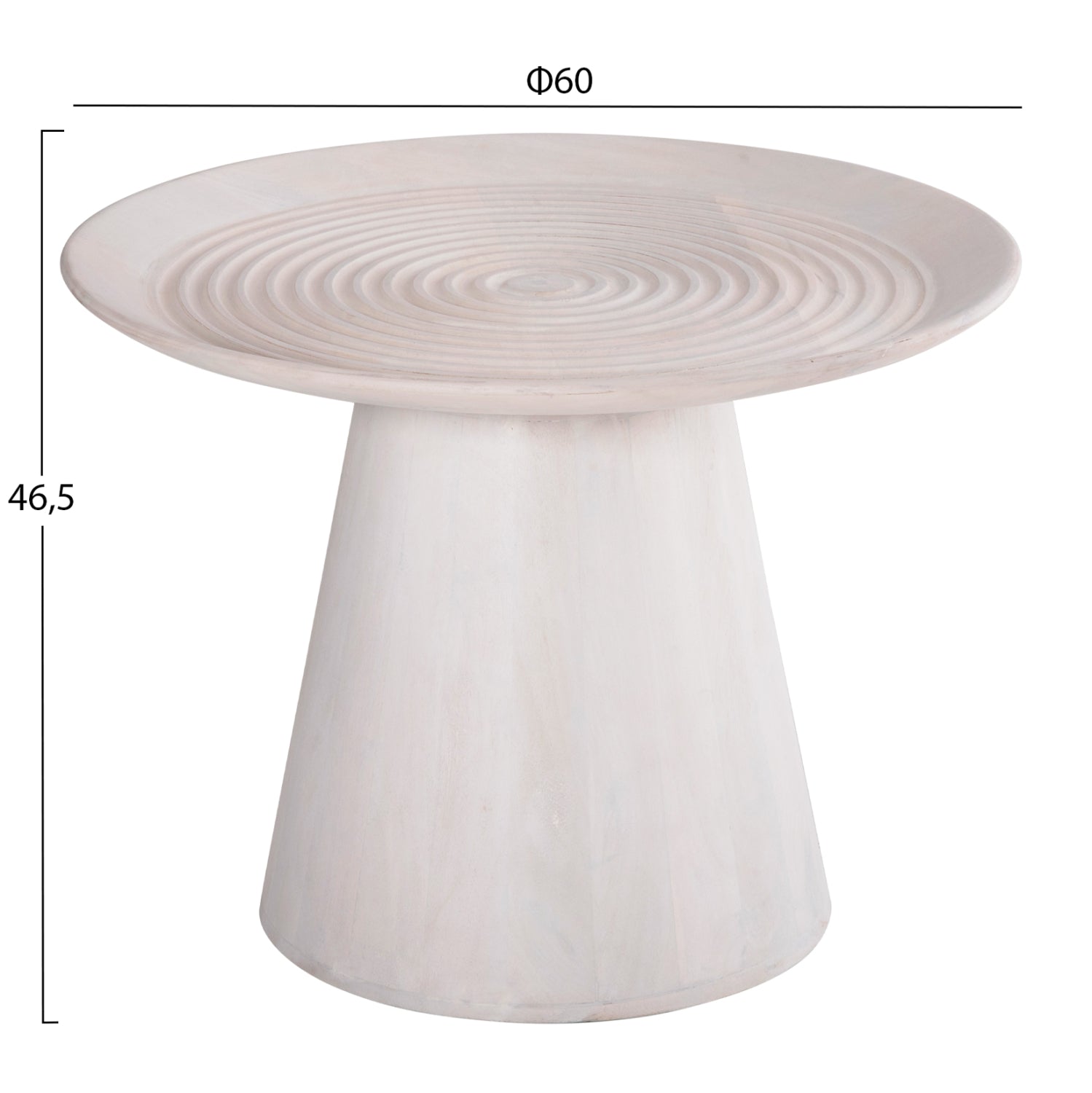 COFFEE TABLE ROUND ROSS HM9709 SOLID MANGO WOOD IN WHITE Φ60x45Hcm.