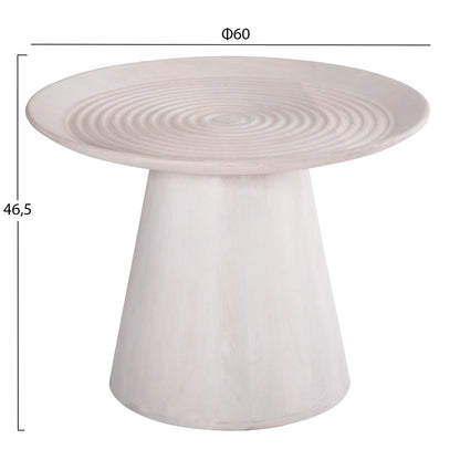 COFFEE TABLE ROUND ROSS HM9709 SOLID MANGO WOOD IN WHITE Φ60x45Hcm.