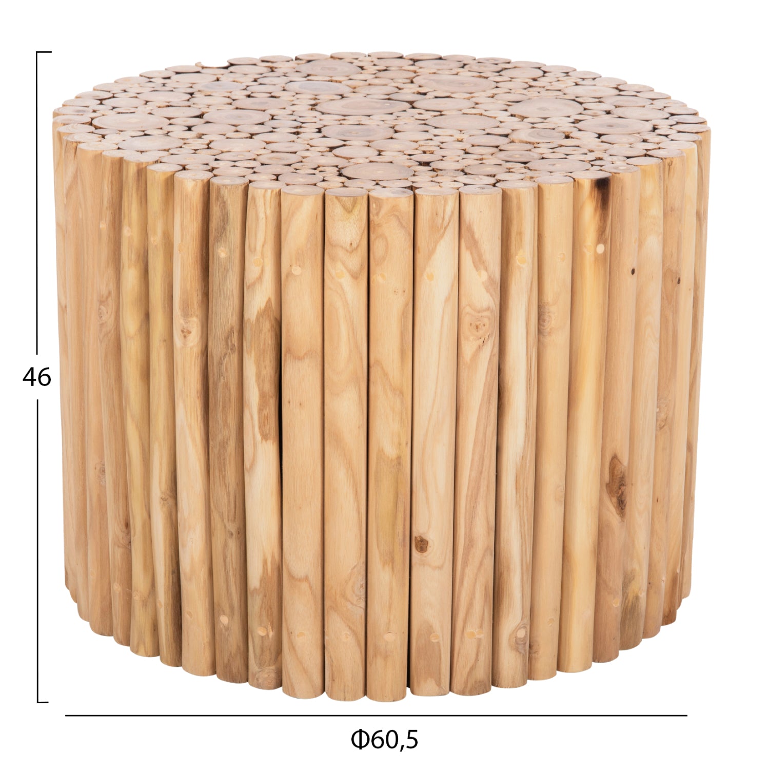 COFFEE TABLE ROUND COOTER HM9864 TEAK BRANCHES- NATURAL Φ60,5x46Hcm.