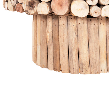 COFFEE TABLE ROUND SPARROW HM9963 DRIFTWOOD--GLASS Φ65x51.5Hcm.