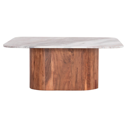 COFFEE TABLE SQUARE VOLTI HM18000 GREY MARBLE-ACACIA WOOD 100.5x100.5x40Hcm.
