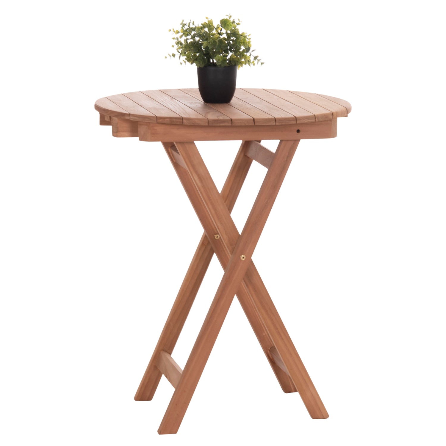 FOLDABLE ROUND TABLE HEIDEL HM18120 TEAK WOOD--NATURAL COLOR Φ60x75Hcm.
