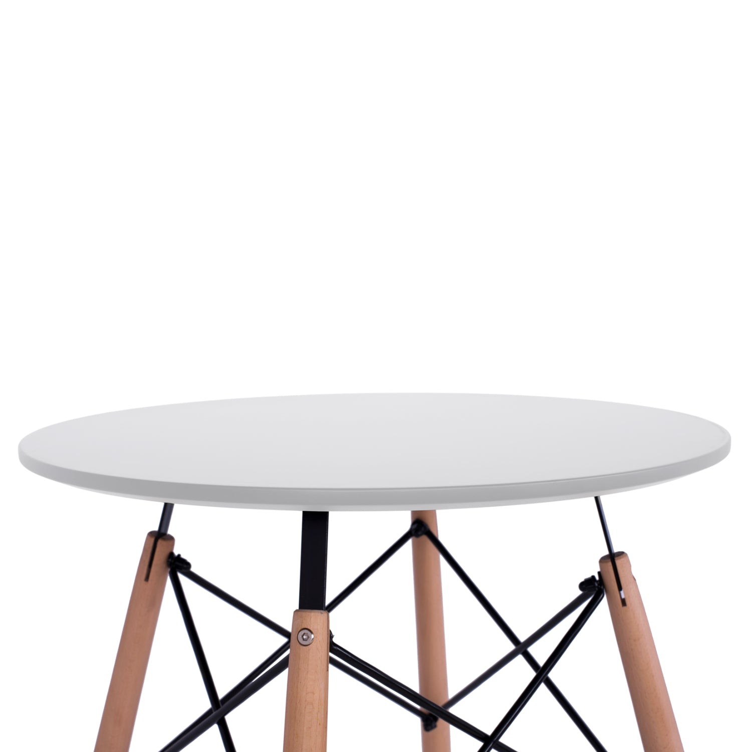 DINING TABLE ROUND MINMAL HM0060.01 MDF IN WHITE COLOR-BEECH WOOD LEGS IN NATURAL COLOR Φ60Χ72Hcm.