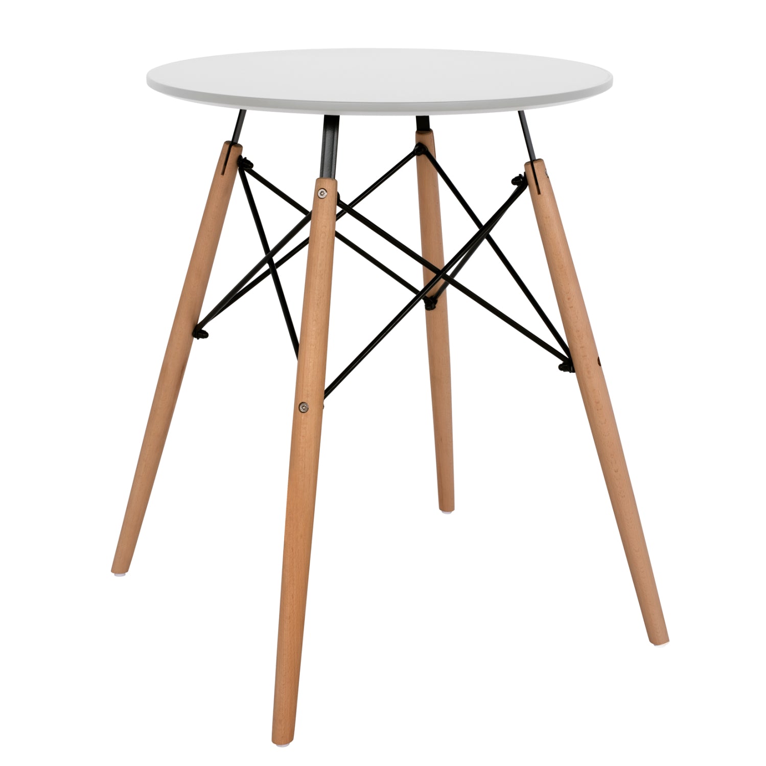 DINING TABLE ROUND MINMAL HM0060.01 MDF IN WHITE COLOR-BEECH WOOD LEGS IN NATURAL COLOR Φ60Χ72Hcm.