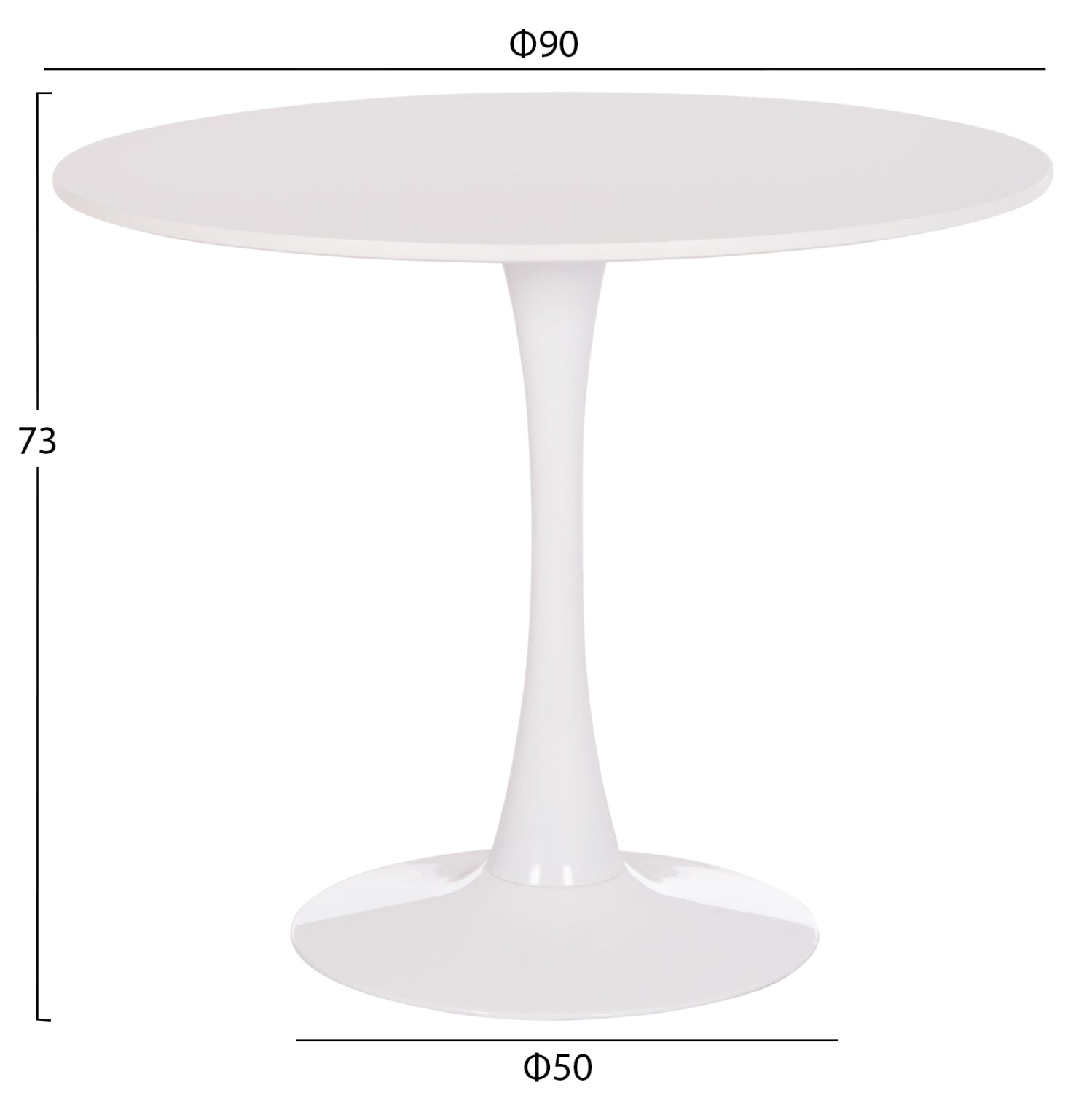 ROUND DINING TABLE BROLIN HM18141.01 MDF TOP-METAL BASE--WHITE Φ90x73Hcm.