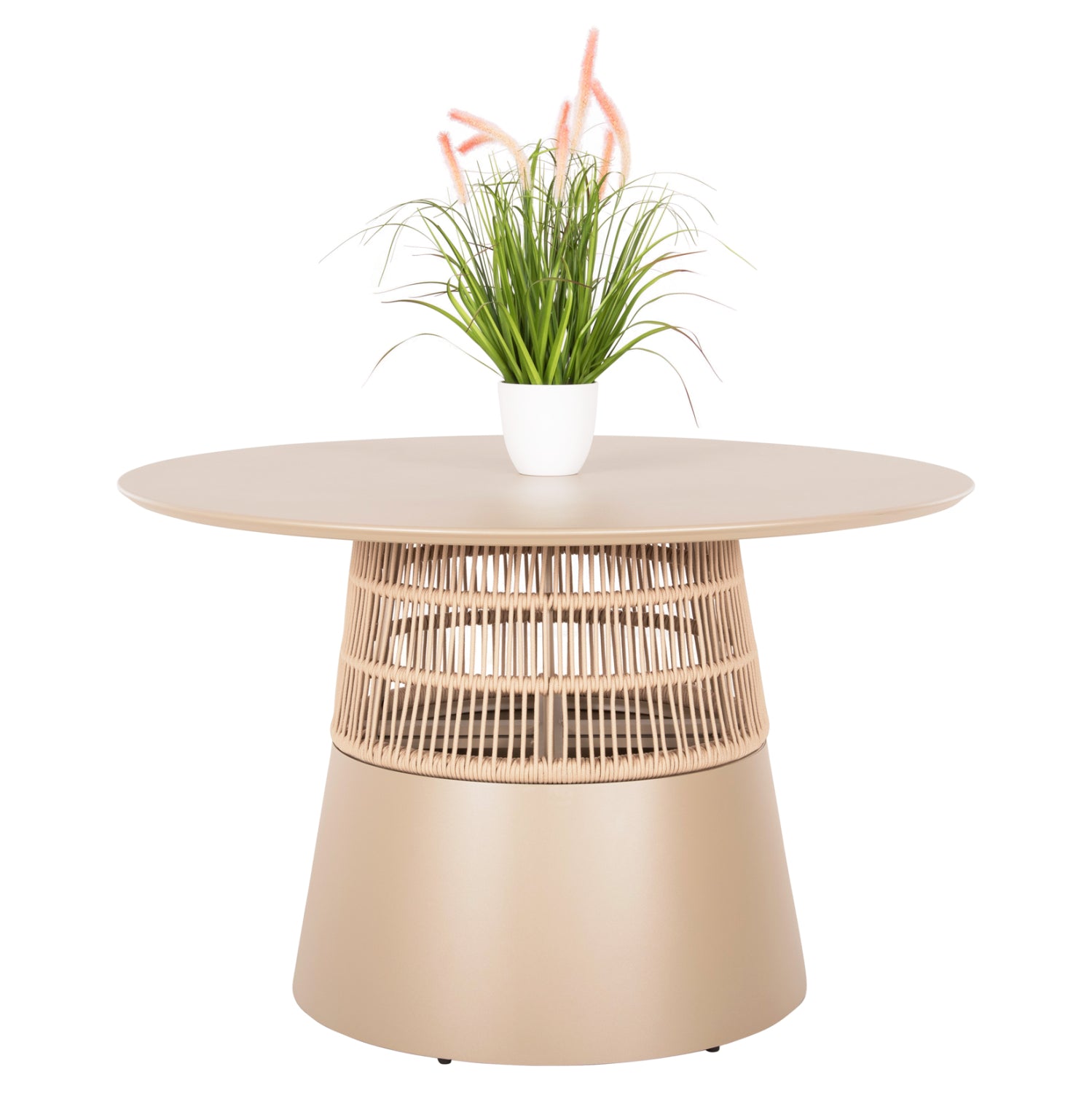 ROUND TABLE SAEID HM6106.04 ALUMINUM IN CHAMPAGNE COLOR-SYNTHETIC ROPE IN BEIGE Φ120x75Hcm.