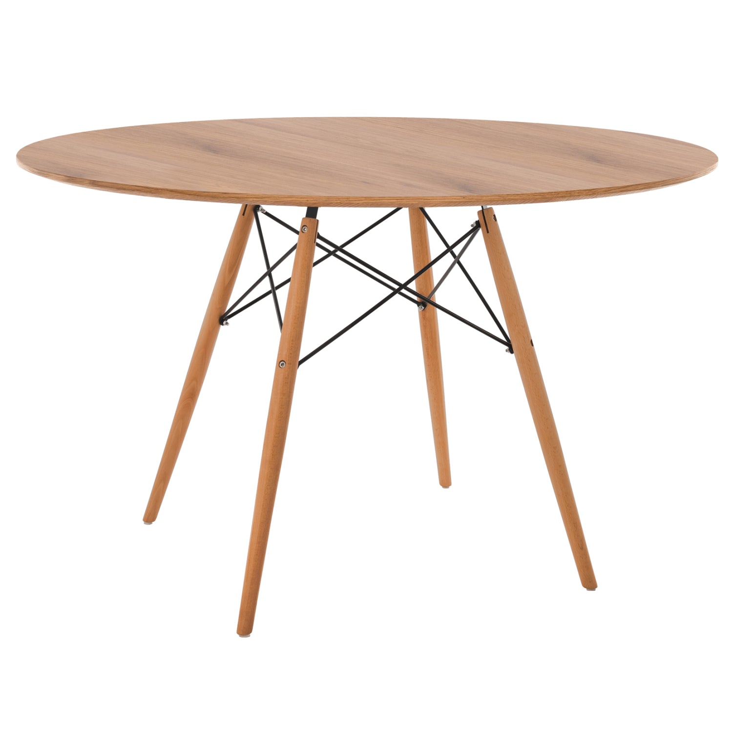 DINING TABLE ROUND MINIMAL HM8454.04 MDF IN NATURAL COLOR-BEECH WOOD LEGS IN NATURAL Φ120Χ75Hcm.