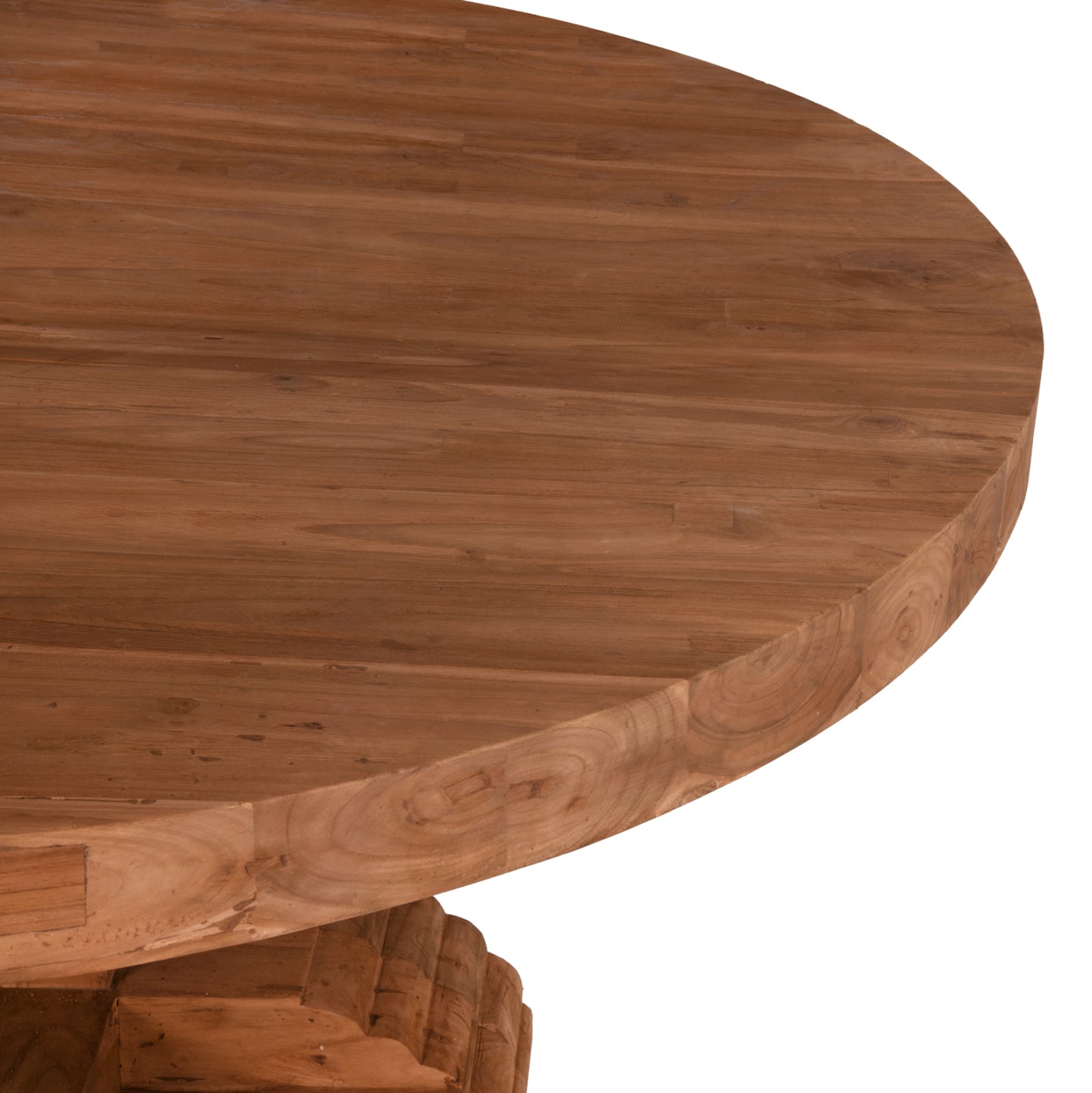 DINING TABLE ROUND PROVENCE HM9642 RECYCLED TEAK WOOD CARVED LEG-8cm.TABLETOP Φ180x76Hcm.
