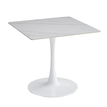 DINING TABLE TETRAN HM18315.01 METAL IN WHITE--SINTERED STONE TOP IN SNOW WHITE COLOR 80x80x73Hcm