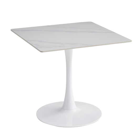 DINING TABLE TETRAN HM18315.01 METAL IN WHITE--SINTERED STONE TOP IN SNOW WHITE COLOR 80x80x73Hcm