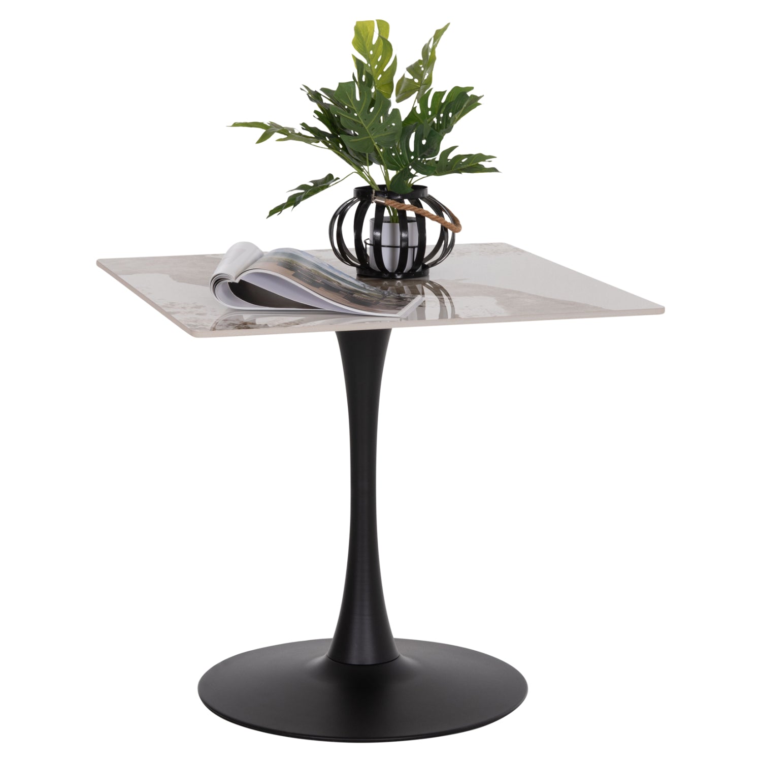 DINING TABLE TETRAN HM18315.02 BLACK METAL BASE--SINTERED STONE TOP IN PANDORA COLOR 80x80x73Hcm
