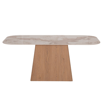DINING TABLE NORDU HM18414 MDF BASE--CERAMIC TOP IN WHITE/BROWN MARBLE COLORING 180x90x76Hcm.