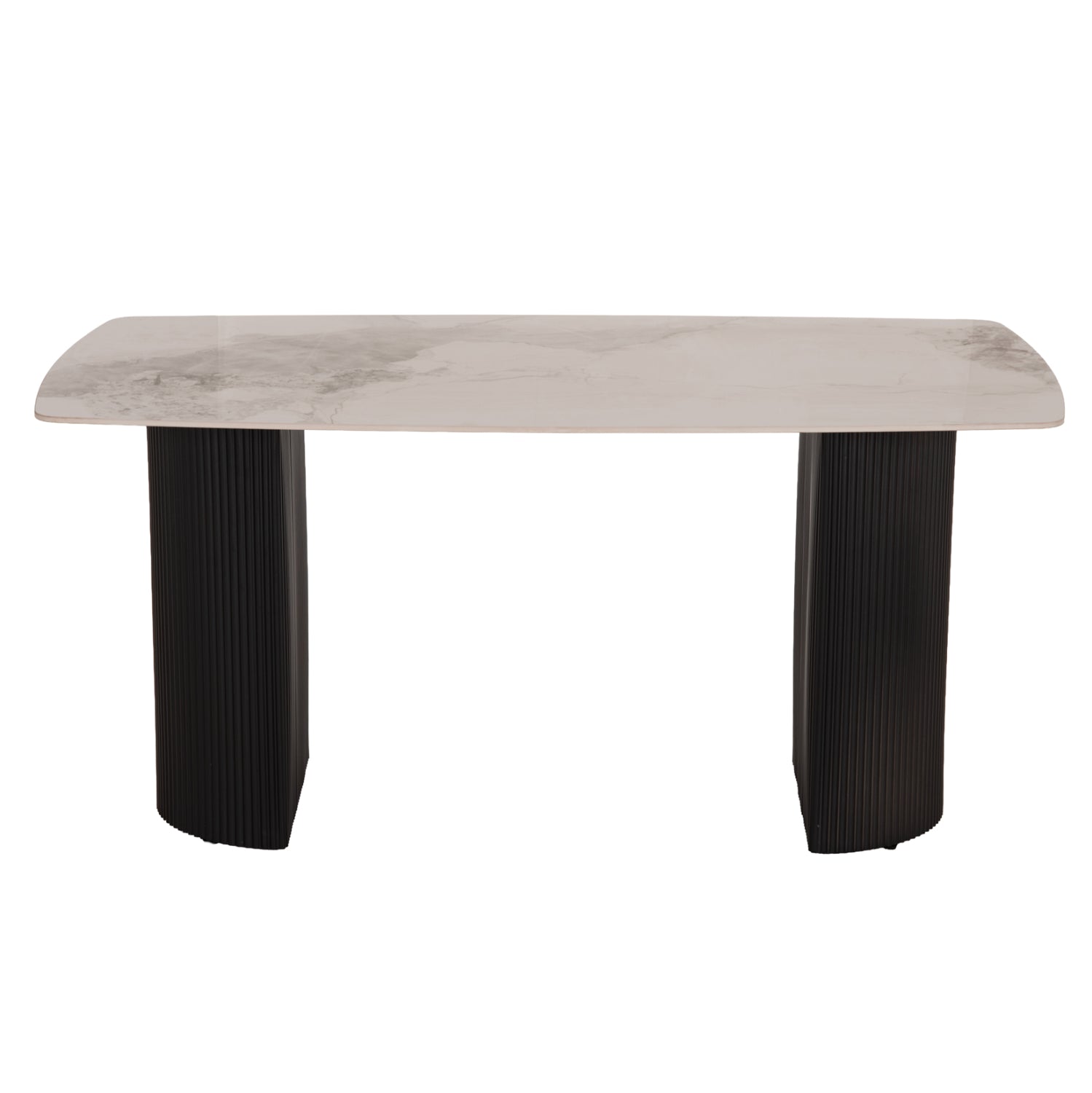 DINING TABLE MINAO HM18418 MDF LEGS IN DARK GREY--CERAMIC TOP IN WHITE/BROWN MARBLE 160x90x75Hcm