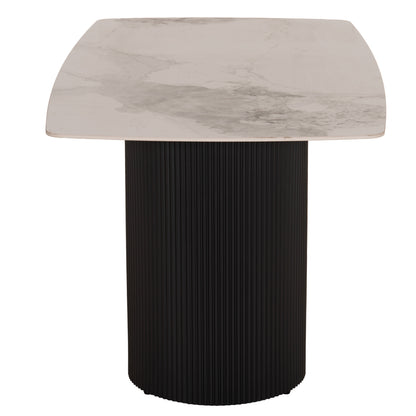 DINING TABLE MINAO HM18418 MDF LEGS IN DARK GREY--CERAMIC TOP IN WHITE/BROWN MARBLE 160x90x75Hcm