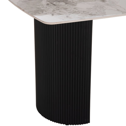 DINING TABLE MINAO HM18418 MDF LEGS IN DARK GREY--CERAMIC TOP IN WHITE/BROWN MARBLE 160x90x75Hcm