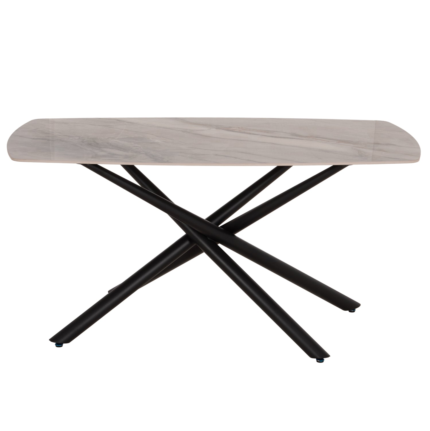 DINING TABLE ISKA HM18420 CERAMIC TOP IN WHITE/BROWN MARBLE COLORING 160x90x79Hcm