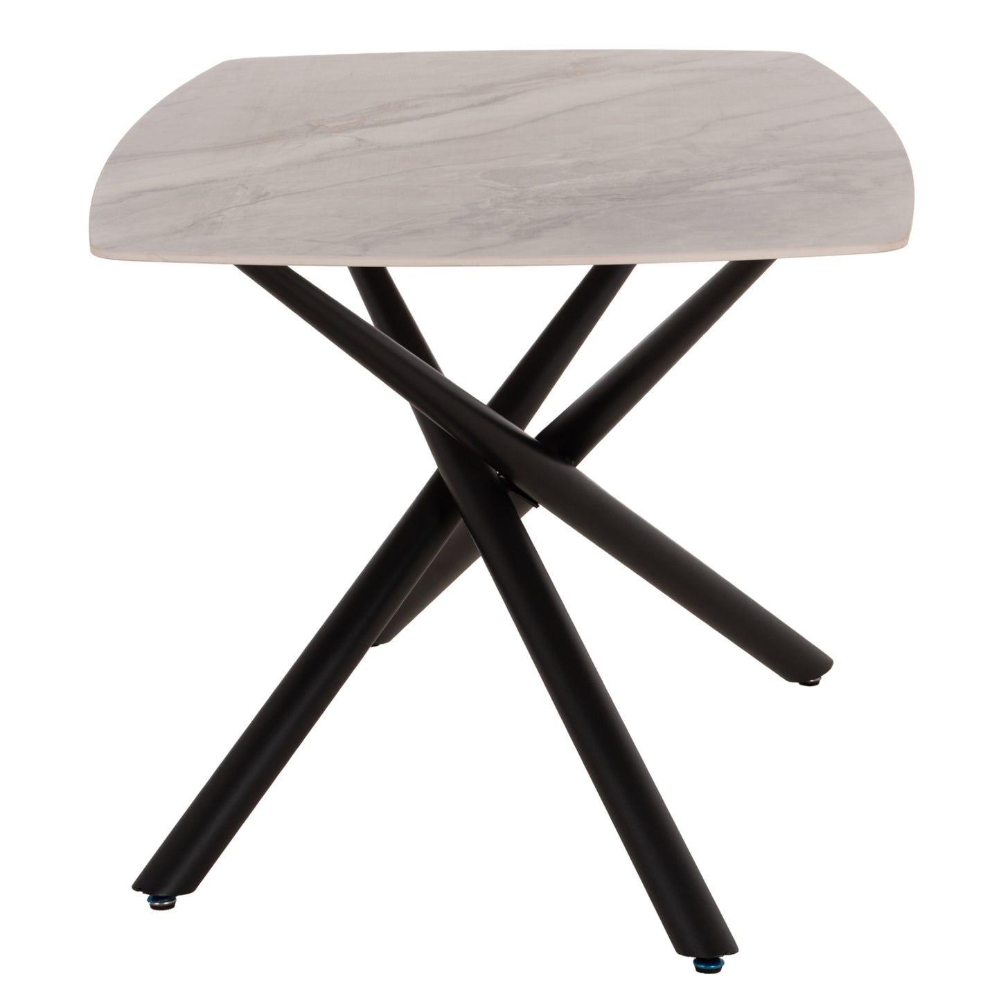DINING TABLE ISKA HM18420 CERAMIC TOP IN WHITE/BROWN MARBLE COLORING 160x90x79Hcm