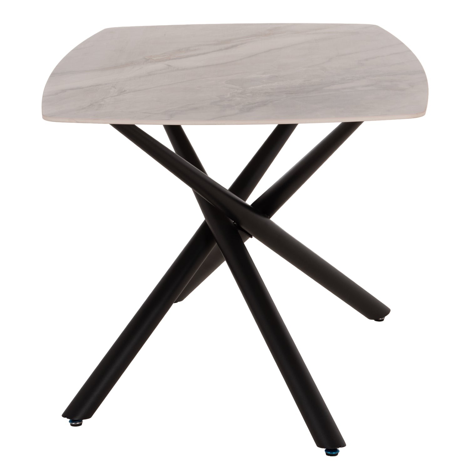 DINING TABLE ISKA HM18420 CERAMIC TOP IN WHITE/BROWN MARBLE COLORING 160x90x79Hcm