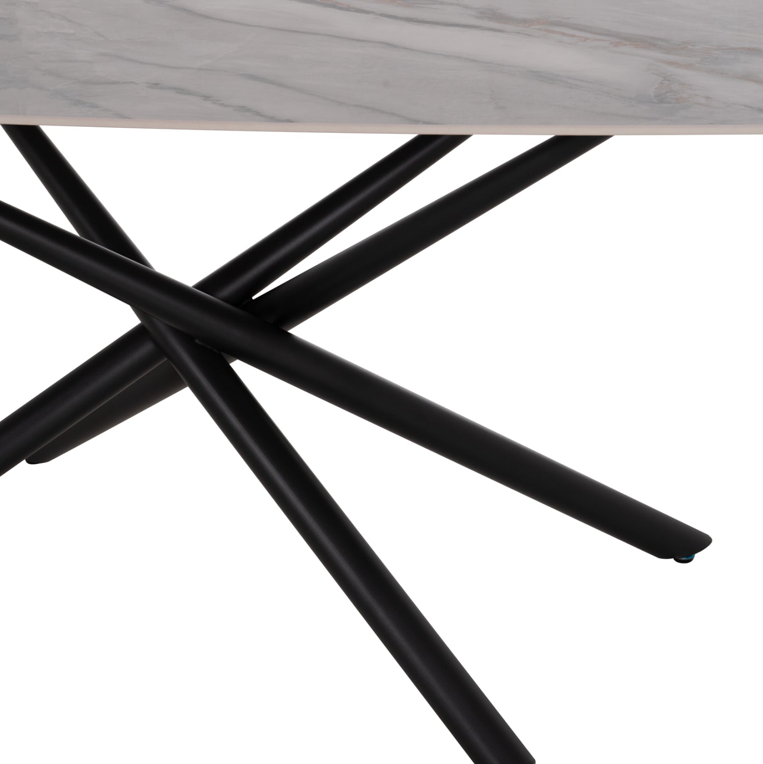 DINING TABLE ISKA HM18420 CERAMIC TOP IN WHITE/BROWN MARBLE COLORING 160x90x79Hcm