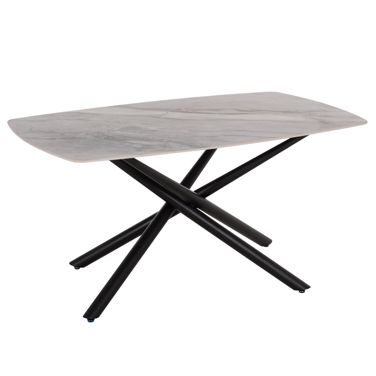 DINING TABLE ISKA HM18420 CERAMIC TOP IN WHITE/BROWN MARBLE COLORING 160x90x79Hcm