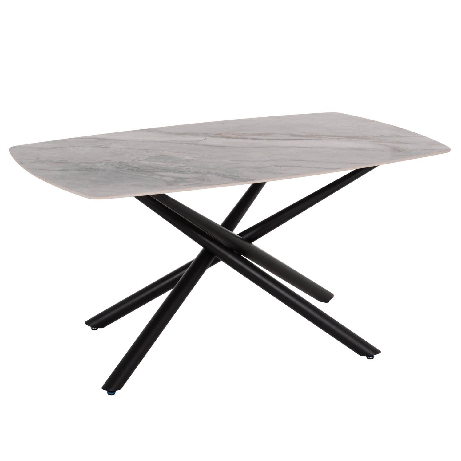 DINING TABLE ISKA HM18420 CERAMIC TOP IN WHITE/BROWN MARBLE COLORING 160x90x79Hcm