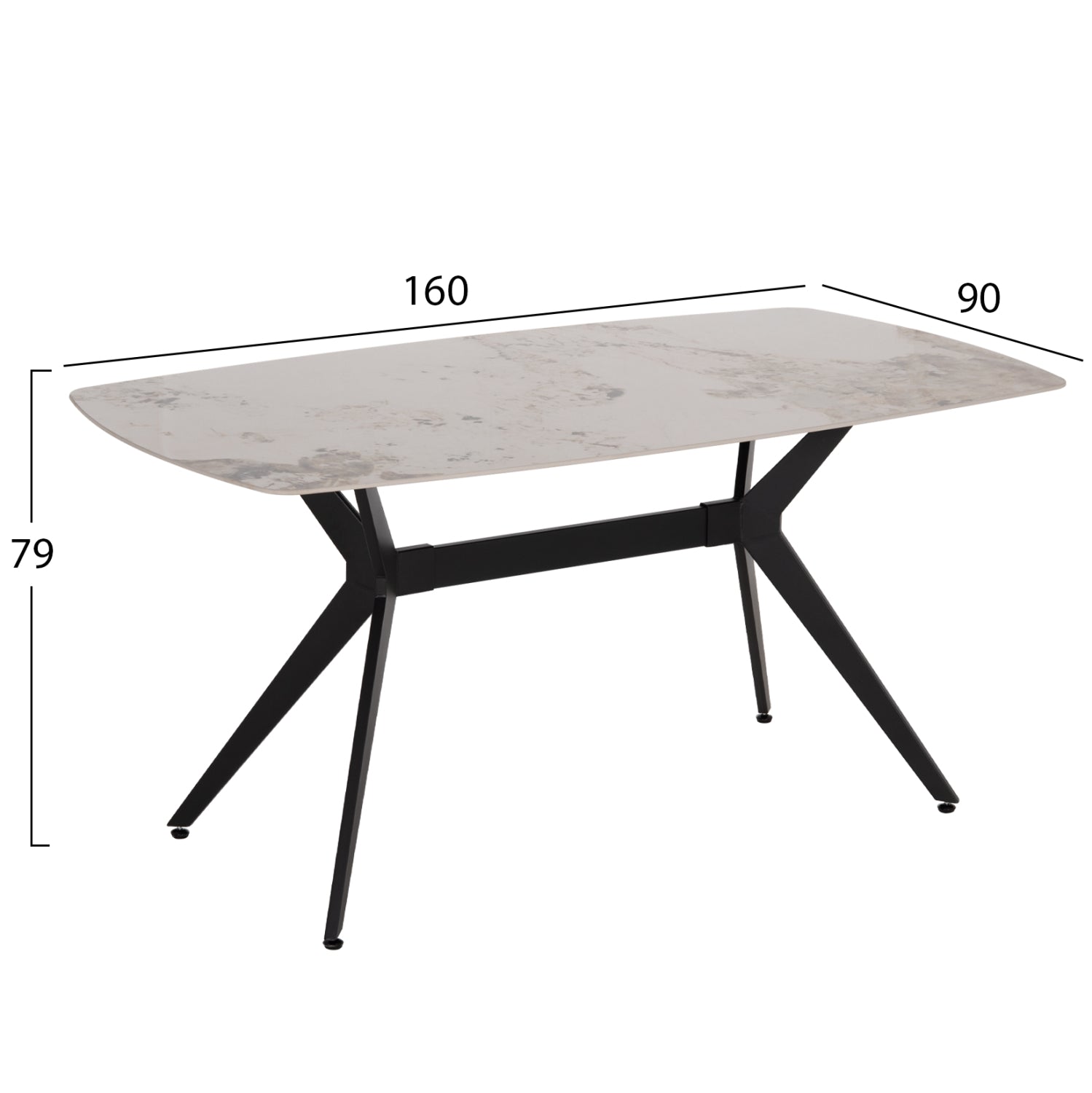 DINING TABLE AIKA HM18421 CERAMIC TOP IN WHITE/GOLD MARBLE COLORING 160x90x79Hcm.