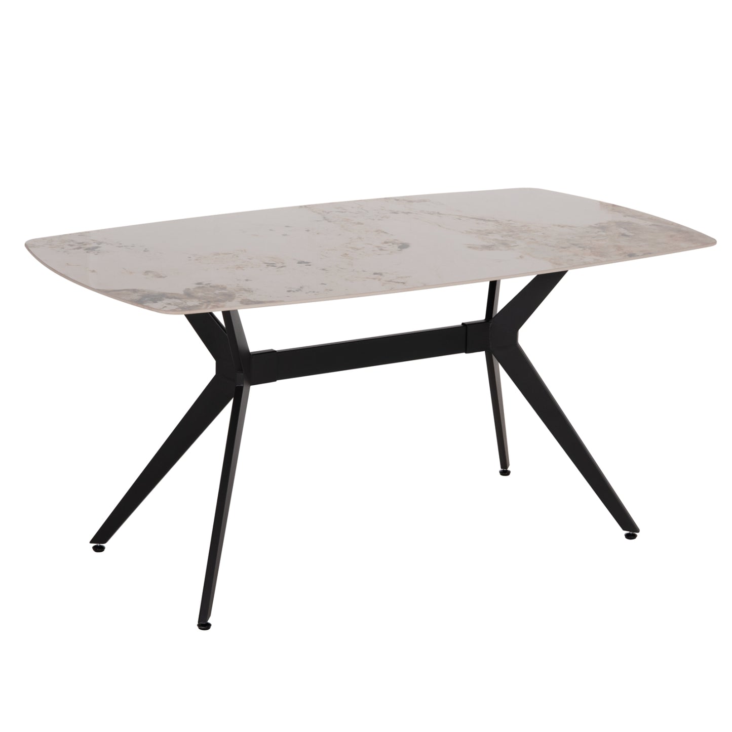 DINING TABLE AIKA HM18421 CERAMIC TOP IN WHITE/GOLD MARBLE COLORING 160x90x79Hcm.