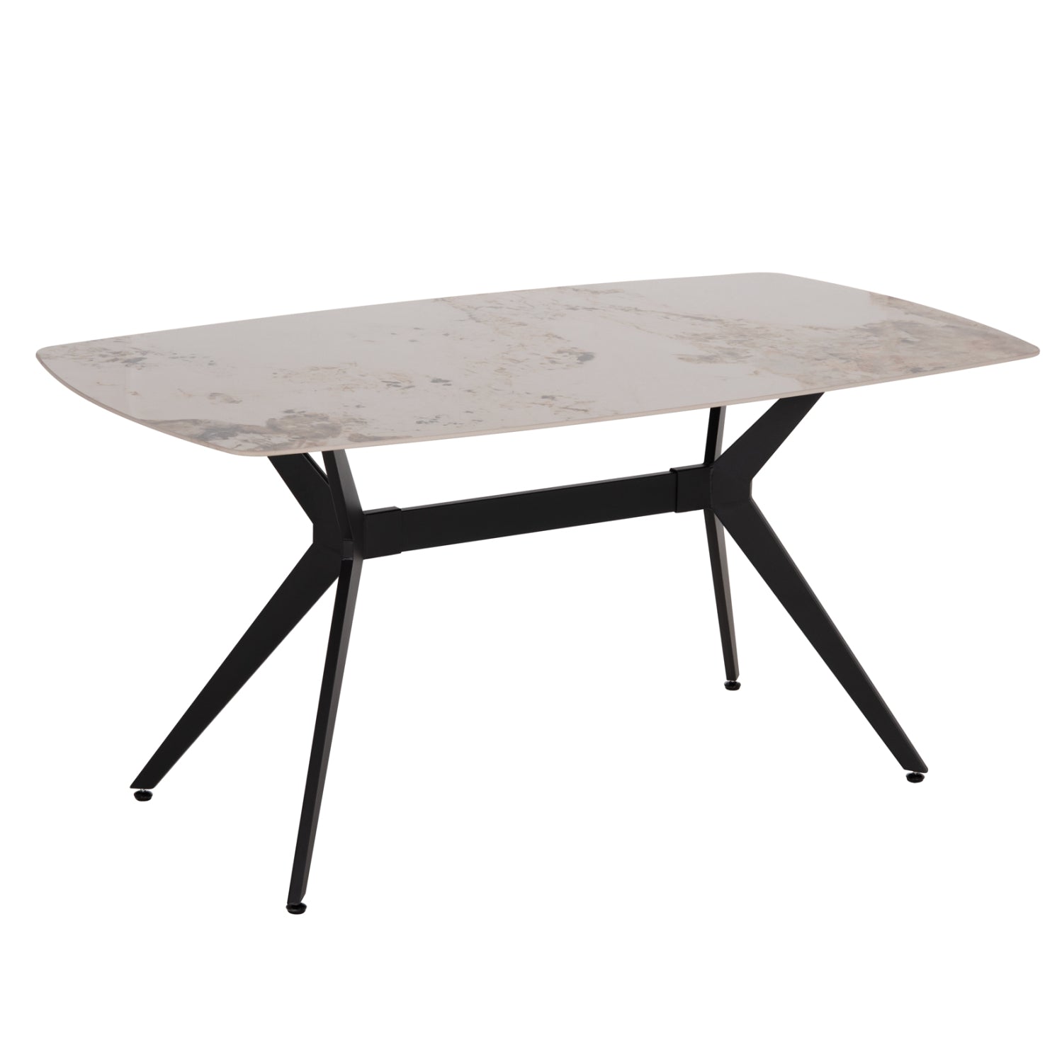 DINING TABLE AIKA HM18421 CERAMIC TOP IN WHITE/GOLD MARBLE COLORING 160x90x79Hcm.