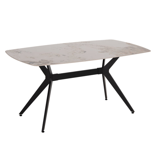DINING TABLE AIKA HM18421 CERAMIC TOP IN WHITE/GOLD MARBLE COLORING 160x90x79Hcm.