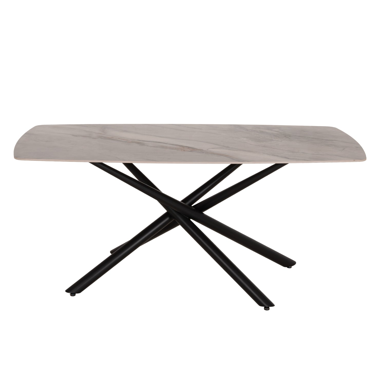 DINING TABLE ISKA HM18423 CERAMIC TOP IN WHITE/BROWN MARBLE COLORING 178x89x79Hcm.